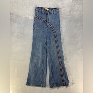 Fervour Flared Jeans Womens 25 High Rise Rainbow Baggy USA Denim